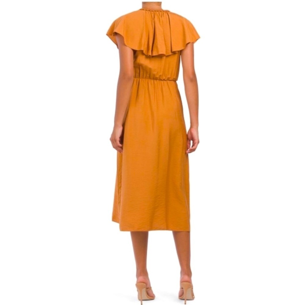 NWT! Vince Braid Trim Flutter Sleeve Wrap Dress in Copper Size Medium - Picture 9 of 11